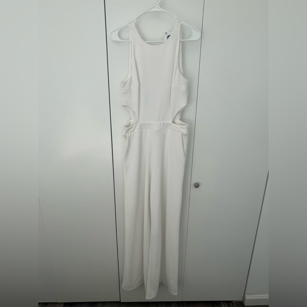 Express White Sleeveless Jumpsuit